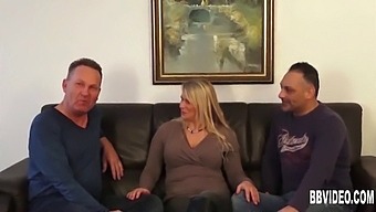 German Milf With Big Breasts Gets Double Penetrated In A Steamy Threesome