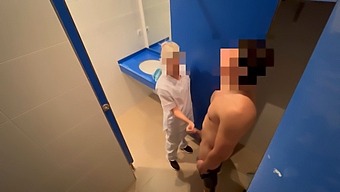 Watch As A Gym Member Gets Caught Jerking Off And Receives A Blowjob From A Cleaning Girl