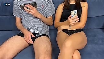 Watch As Stepbrother And Stepsister Indulge In Porn And Mutual Masturbation, Leading To Intense Fingering Orgasm