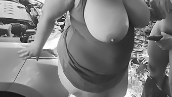Voluptuous Stepmom Seduces Young Man In Backyard Encounter
